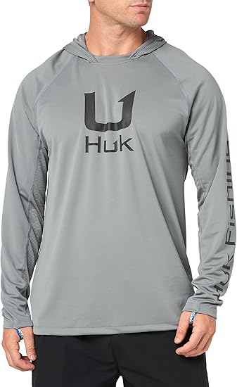 HUK Standard Icon X Hoodie, Fishing Shirt with Sun Protection for Men, Night Owl