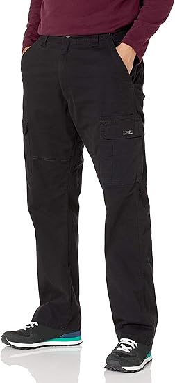 Wrangler Authentics mens Relaxed Fit Stretch Cargo Casual Pants, Black, 34W x 32L US