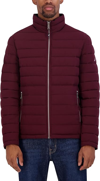 Nautica Men's Stretch Reversible Midweight Puffer Jacket, Wind and Water Resistant