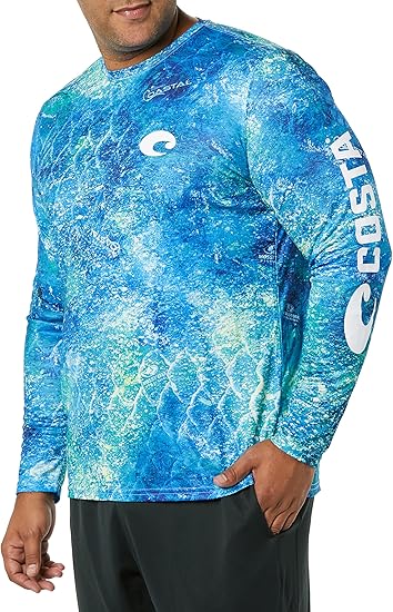 Costa Del Mar mens Tech Mossy Oak Coastal Crewneck Long Sleeve