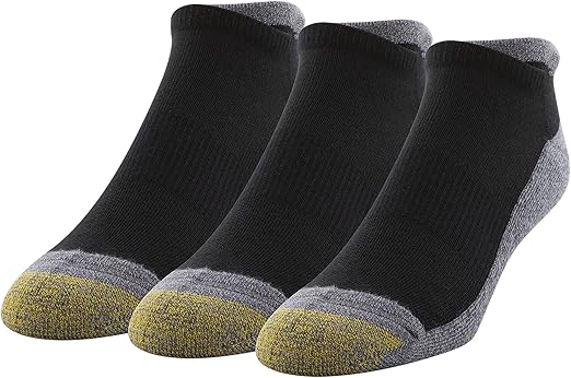 GOLDTOE Men's Mild Compression No Show Tab Socks, 3-Pairs