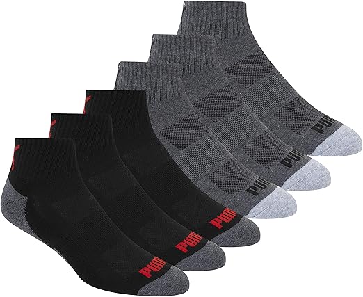 PUMA Men's 6 Pack Quarter Crew Socks