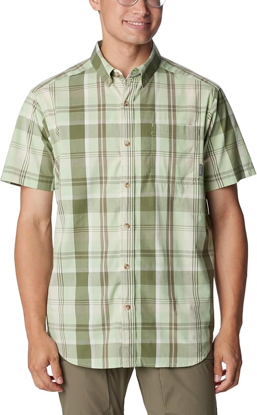 Columbia Men's Rapid Rivers II Short Sleeve Shirt, Sage Leaf Multi Plaid, Medium