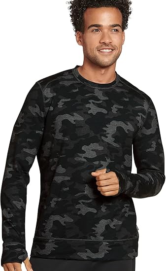 Jockey Men's Sportswear Lightweight Fleece Crew Sweatshirt, Black Camo, l