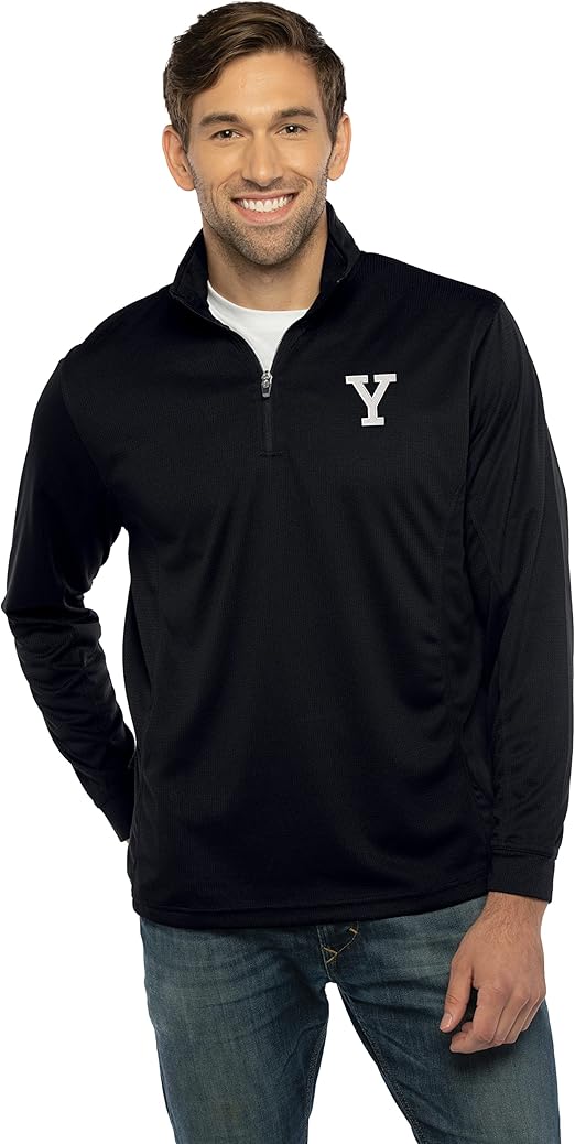 Vantage Apparel Men's Standard Collegiate Micro Mesh Performance Black 1/4 Zip Pullover