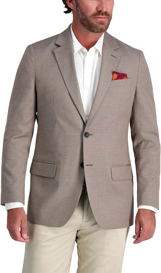 J.M. Haggar Men's Tailored Fit Subtle Print Stretch Sportcoat, Mocha