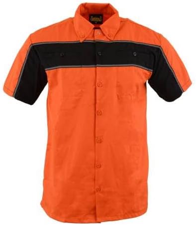 Milwaukee Leather Mdm11670.144 Men’s Black and Orange Short Sleeve Mechanic Shirt with Reflective Material