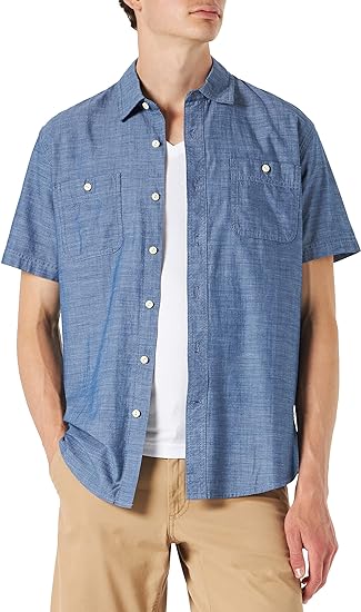 Amazon Essentials Men's Short-Sleeve Chambray Shirt