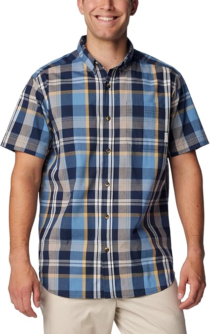 Columbia Men's Rapid Rivers II Short Sleeve Shirt, Collegiate Navy Multi Plaid, X-Large