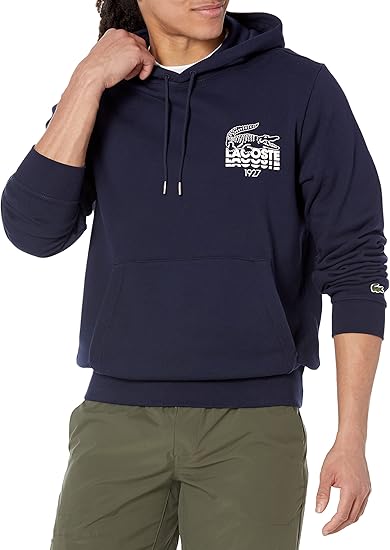 Lacoste Men's Long Sleeve Print Hooded Sweatshirt Core