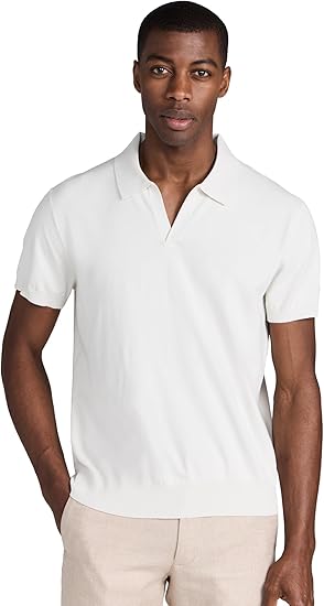 Club Monaco Men's Short Sleeve Tech Johnny Collar Polo