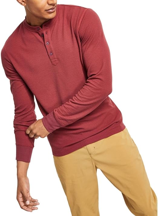 BASS OUTDOOR Men's Henley Long Sleeve Tee