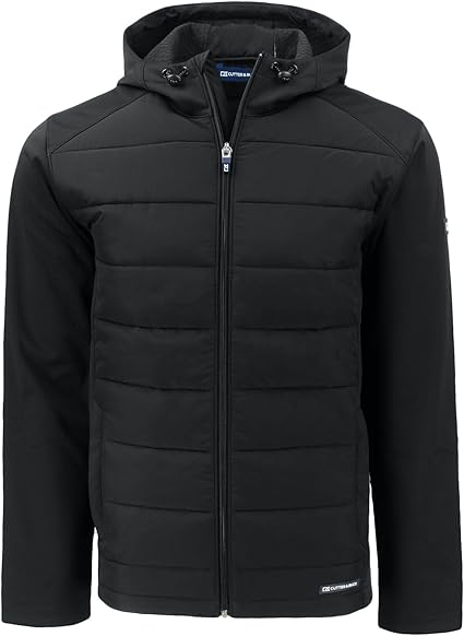 Cutter & Buck Evoke Hybrid Eco Softshell Recycled Full Zip Mens Big & Tall Hooded Jacket