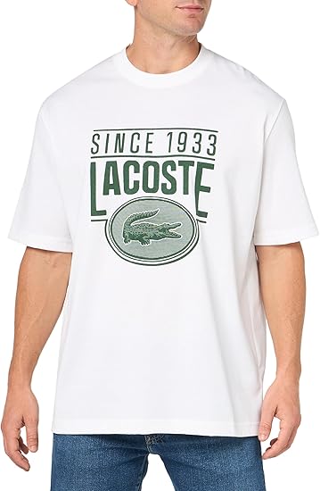 Lacoste Men's Short Sleeve Loose Fit Front Large Croc Graphic Tee Shirt