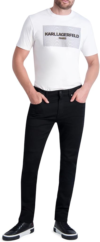 KARL LAGERFELD Men's Solid Soft Stretchy Modal Moto Pant