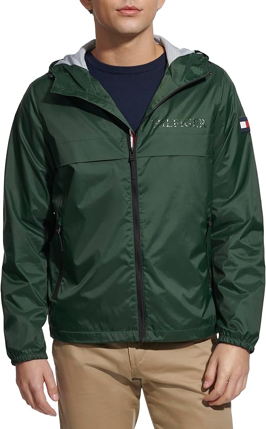 Tommy Hilfiger Men's Simple Hooded Rain Jacket