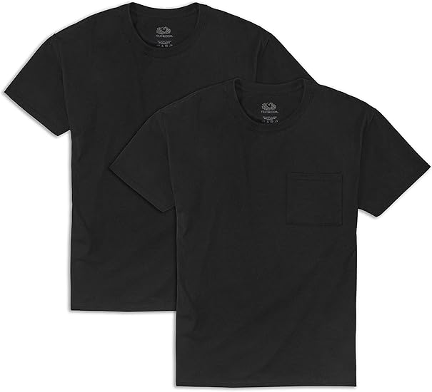 Fruit of the Loom mens Eversoft Cotton Short Sleeve Pocket T-shirts, Breathable & Tag Free