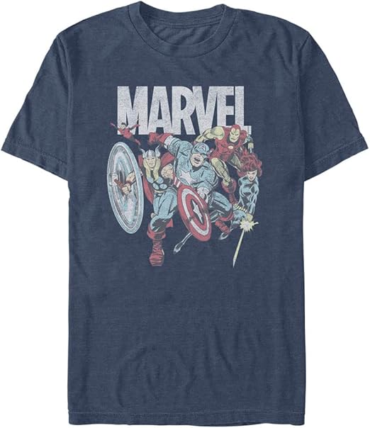 Marvel Retro Comic Lineup Brick Short Sleeve Tee Shirt