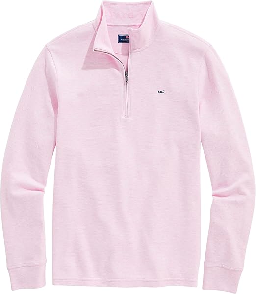 vineyard vines Men's Saltwater Quarter-Zip Pullover Sweater, Pink Cloud Solid, Medium