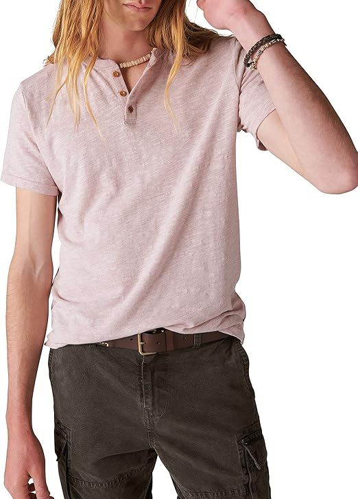 Lucky Brand Men's Linen Short Sleeve Henley