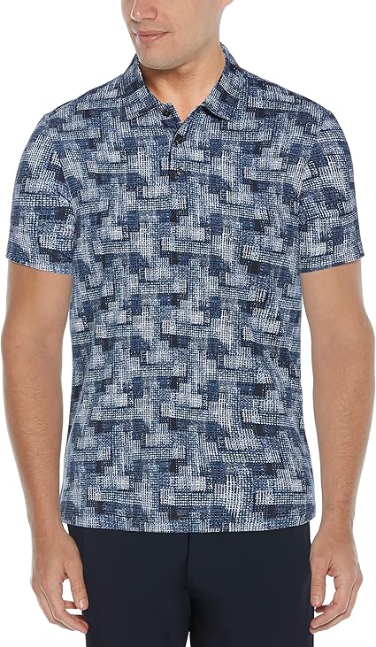 Perry Ellis Men's Ultra Soft Touch Stamp Print Polo