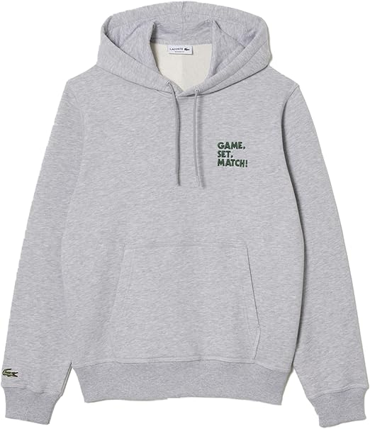 Lacoste Men's Relaxed Fit Sweater W/Hood and Graphics on Back