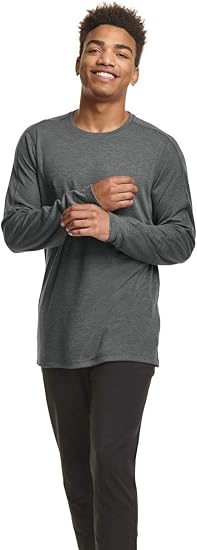 C9 Champion Men's Soft Train Long Sleeve T-Shirt, Ebony Heather, XL