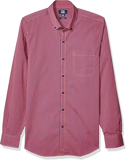 Cutter & Buck Men's Long Sleeve Anchor Gingham Tailored Fit Button Up Shirt