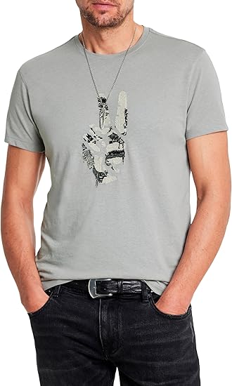 John Varvatos Men's Peace Embroidery Tee