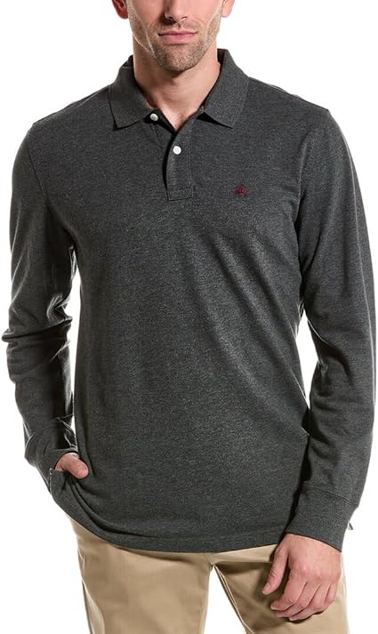 Brooks Brothers Men's Long Sleeve Cotton Pique Stretch Polo Shirt