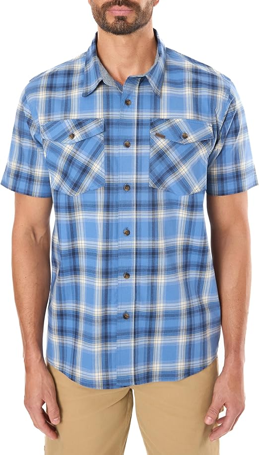 Smith's Workwear Men's Stretch Short Sleeve Plaid 2-Pocket Shirt