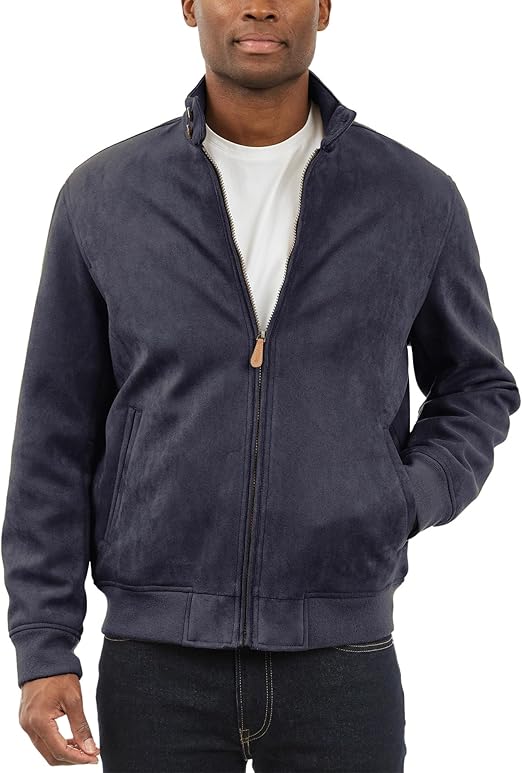 LONDON FOG Men's Faux Suede Bomber