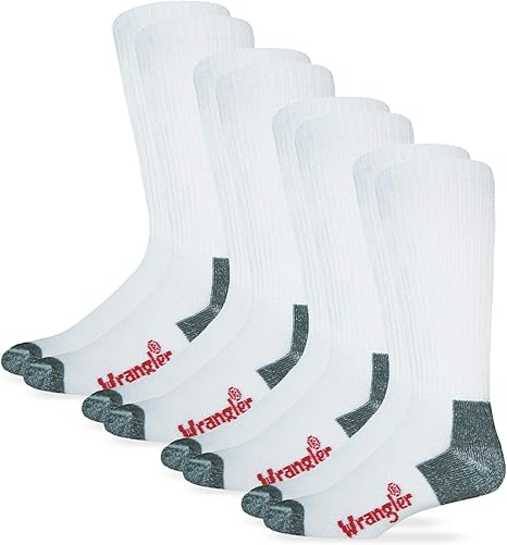 Wrangler Riggs Men's Non-Binding Boot Work Cotton Cushion Smooth Toe Socks (4 Pairs)