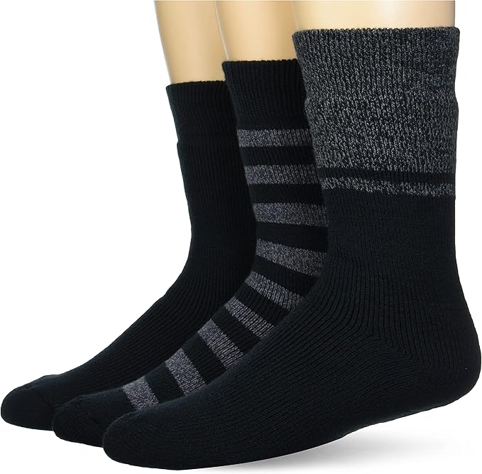 Amazon Essentials Men's Full Terry Brushed Lounge Socks, 3 Pairs