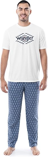 Wrangler Men's Jersey Top and Micro-Sanded Pants Pajama Sleep Set