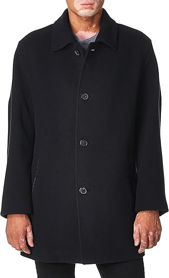 Cole Haan Men's Cashmere Blend Single Breasted Classic Coat With Shirt Collar