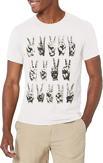 John Varvatos Men's Short Sleeve Graphic Tee Peace Hands