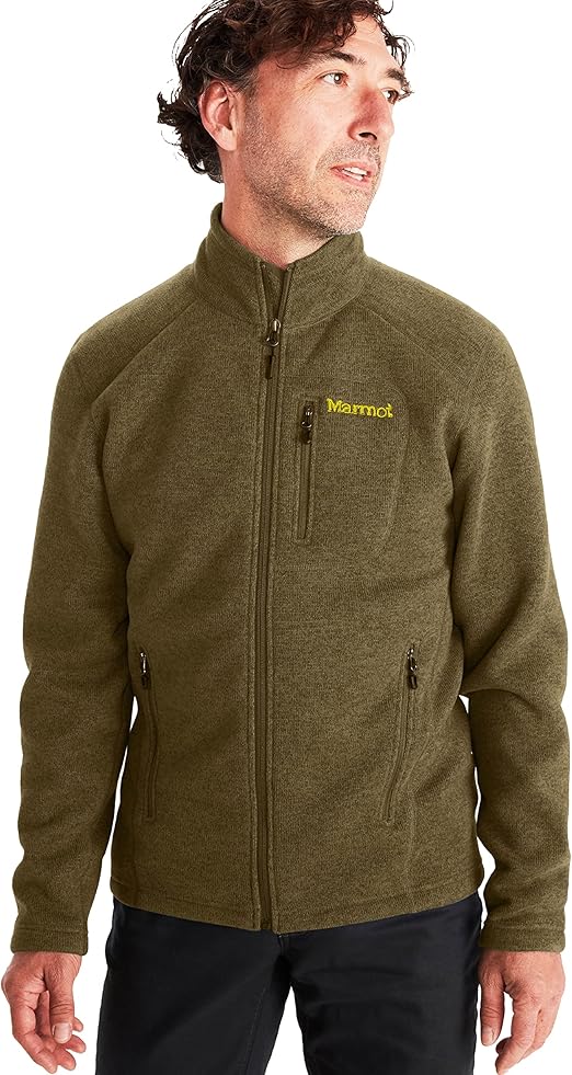 MARMOT Men’s Drop Line Jacket | Lightweight, Sweater Fleece, Deep Moss, Small