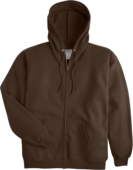 Hanes Ultimate Full-Zip Hoodie, Men's Hooded Fleece Sweatshirt with Zipper, Dark Chocolate