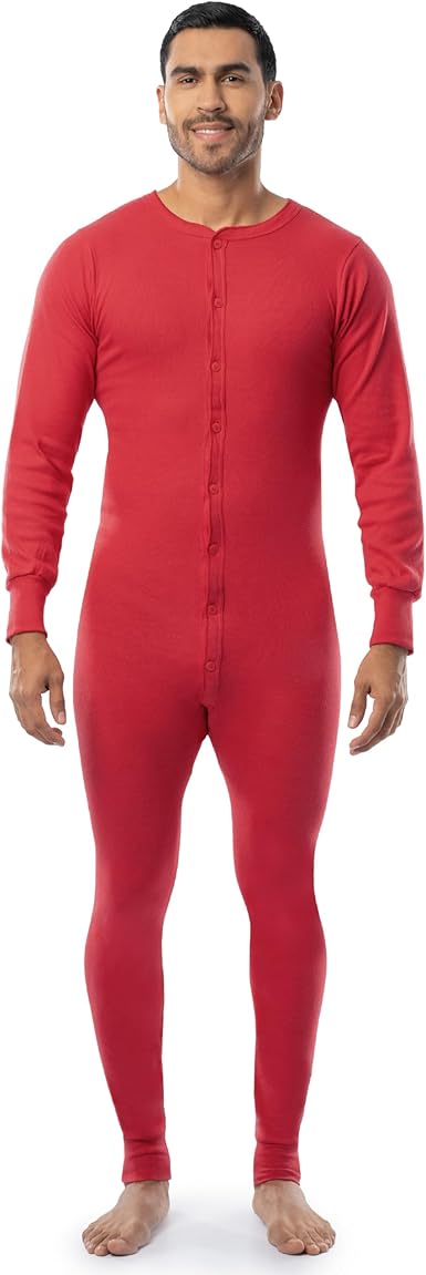 Indera Men's Cotton Rib Knit Union Suit