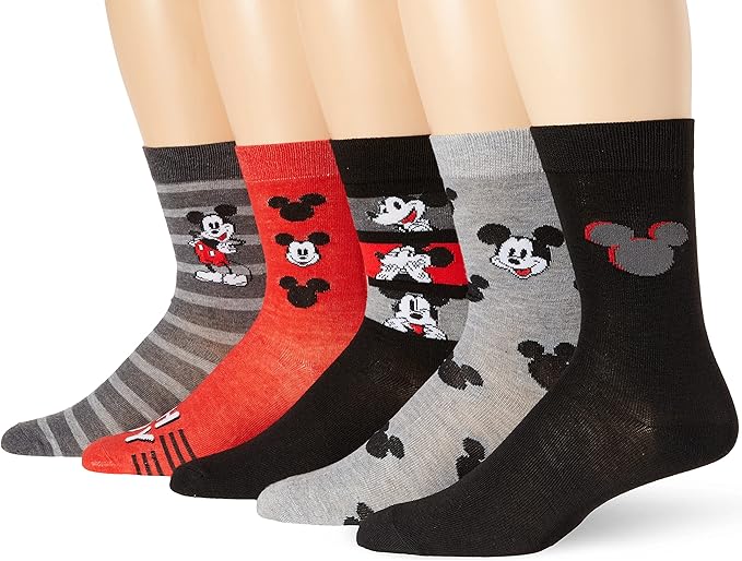 Disney Men's Mickey Mouse 5 Pack Crew Socks