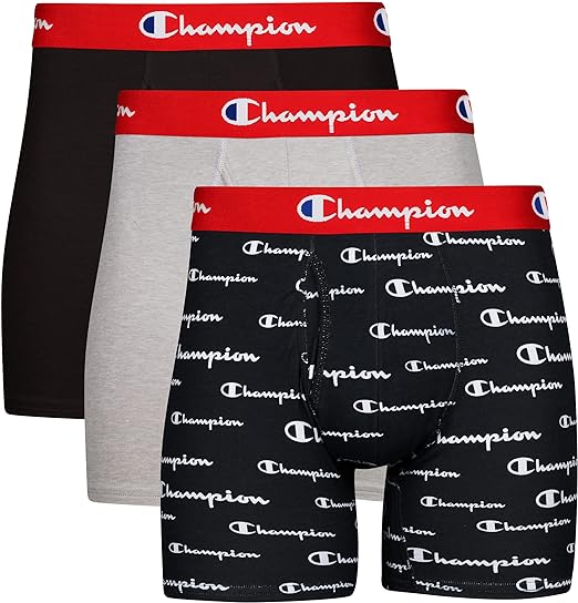 Champion Men's Every Day Comfort Stretch Cotton Boxer Briefs (3 Pack)