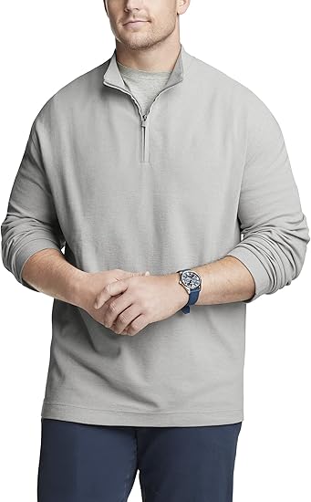 Van Heusen Mens Big And Tall Flex Long Sleeve 1/4 Zip Ottoman Solid Shirt (Discontinued)