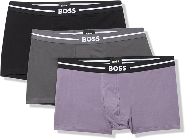 BOSS Men's 3 Pack Bold Logo Cotton Stretch Trunks