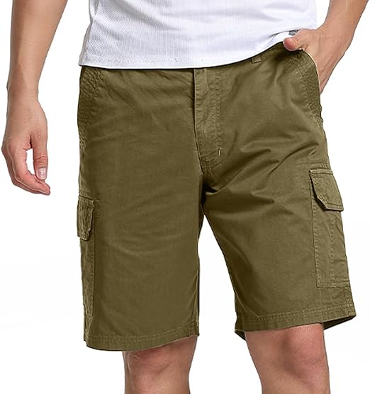 Men's 10'' Stretch Cargo Shorts Relaxed Fit Elastic Waist Hiking Work Shorts with Pockets