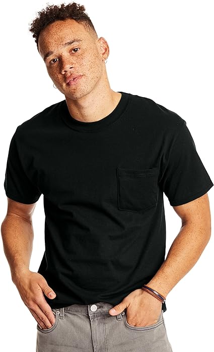 Hanes Men's Heavyweight Pocket T-Shirt, Beefy-T Full-Cut Cotton Pocket Tee for Men, Crewneck T-Shirt For Men, 1 or 2 Pack