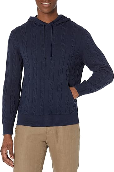 Brooks Brothers Men's Cotton Cable Knit Hoodie Sweater