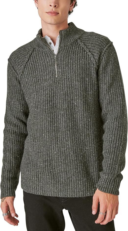 Lucky Brand Men's Tweed Mock Zip