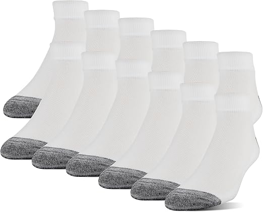 Gildan Men's Polyester Half Cushion Low Cut Socks, 12-pack