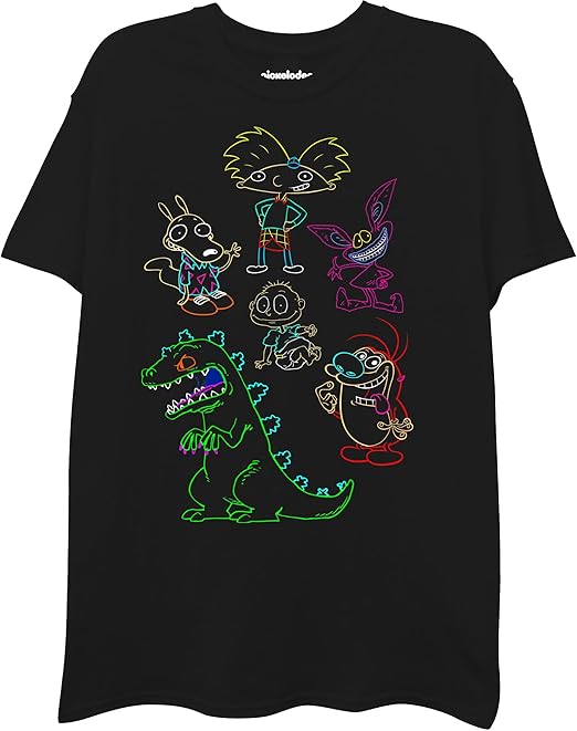 Nickelodeon Nick 90's Rewind Men's Short Sleeve T-Shirt-Chuckie, Reptar, Ren & Stimpy